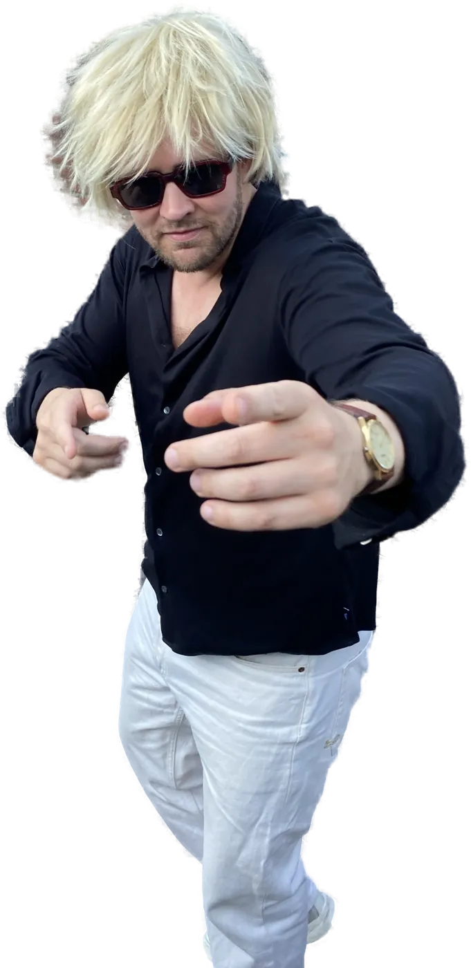 Bram Leefgeld wijst naar de kijker